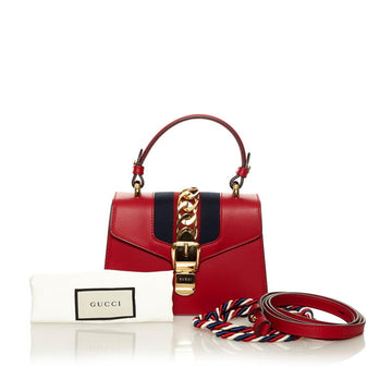 Gucci Sylvie Handbag Shoulder Bag 470270 Red Leather Ladies GUCCI