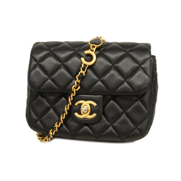 CHANEL Shoulder Bag Matelasse Chain Lambskin Black Women's