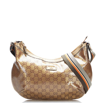 Gucci GG Crystal Shoulder Bag 181092 Brown Gold PVC Leather Ladies GUCCI