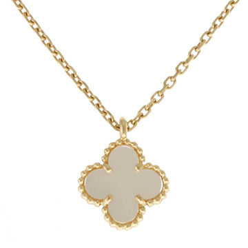 VAN CLEEF & ARPELS Sweet Alhambra Necklace 18K K18 Yellow Gold White Shell Women's