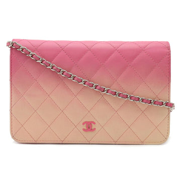 Chanel matelasse chain shoulder bag pochette leather pink gradation A33814