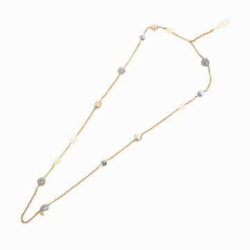 Chanel here mark aurora stone long chain necklace gold metal