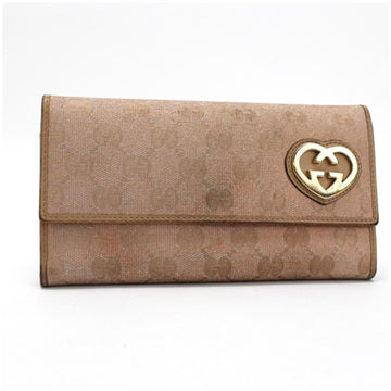Gucci Lovely Heart GG Pattern Bi-fold Wallet Pink Lame Canvas / Leather 251861 GUCCI