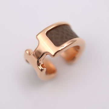 HERMES Ear Cuff Olamp PM Other Accessories Metal Leather Rose Gold Etoupe Earrings