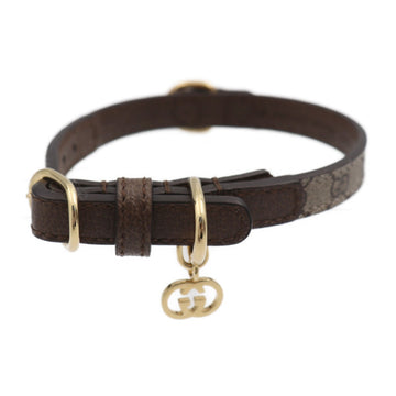 GUCCI Extra Small Pet Color Other Miscellaneous Goods 692946 Mini GG Supreme Canvas x Leather Beige Ebony Gold Hardware Interlocking G Charm Collar for Cats Dogs Animals