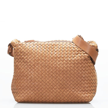 BOTTEGA VENETA Intrecciato Shoulder Bag Brown Leather Ladies BOTTEGAVENETA