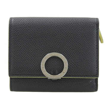 BVLGARI Leather Trifold Wallet Gray Ladies