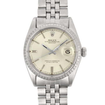 Rolex Datejust 1603 Engine Turned Bezel Winding Breath SS No. 23 Men's Automatic Watch Silver Dial