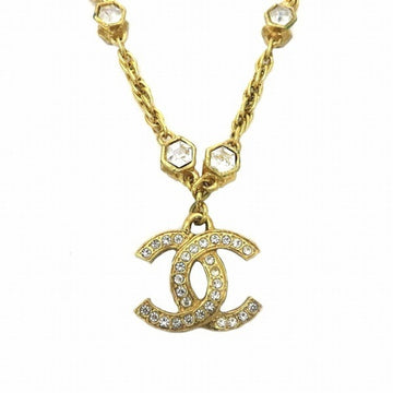 CHANEL here mark pendant rhinestone vintage brand accessory necklace ladies