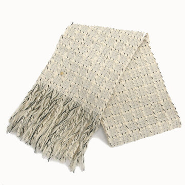 CHANEL Tweed Long Muffler Off-White