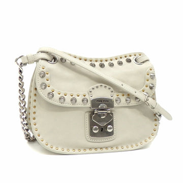 Miu Miu Miu Chain Shoulder Bag Ladies Ivory Leather 5BH206 Studs