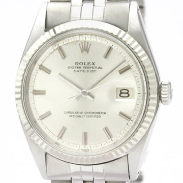 Vintage ROLEX Datejust 1601 White Gold Steel Automatic Mens Watch BF553050
