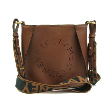 Stella McCartney Mini Stella Logo 700084 W8542 Women's Polyester Shoulder Bag Dark Brown