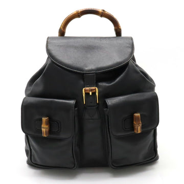 GUCCI Bamboo Rucksack Backpack Leather Black 003.2058.0016