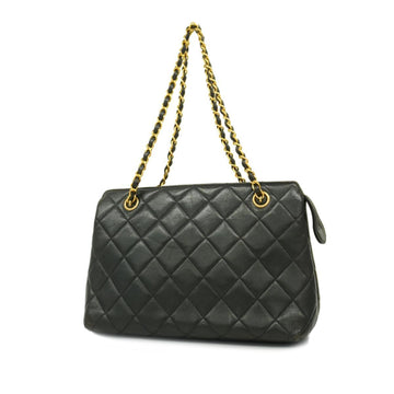 CHANEL Shoulder Bag Matelasse Chain Lambskin Black Gold Hardware Women's