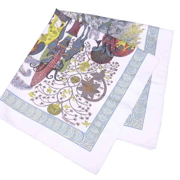 HERMES scarf Carre 90 silk white x multicolor ladies