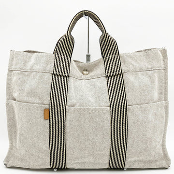 HERMES New Fool Toe MM Tote Bag Handbag Gray Canvas Brand Men Women Unisex