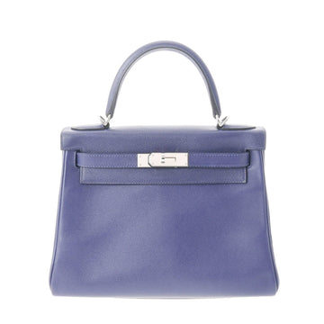 Hermes Kelly 32 Inner Stitch Blue Jean G Engraved (Around 2003) Ladies' Taurillon Clemence Bag