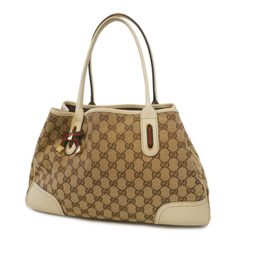 Gucci Tote Bag Sherry 163805 GG Canvas Beige/Ivory Gold metal
