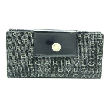 BVLGARI Mania W Women's and Men's Long Wallet Canvas Black