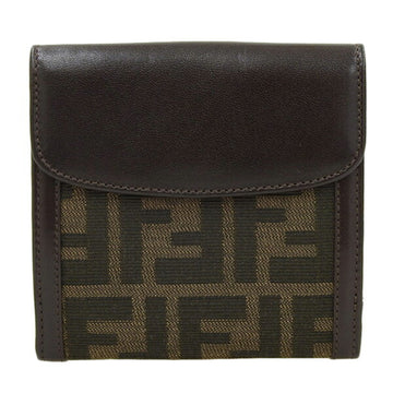 FENDI Canvas Leather Zucca Bifold Wallet 01695 Brown Ladies