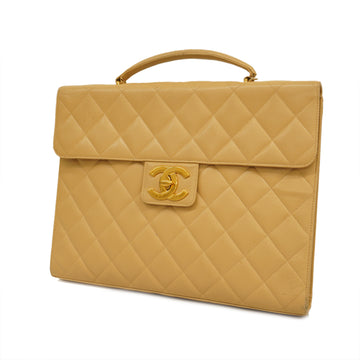 CHANELAuth  Matelasse Briefcase Women's Caviar Leather Handbag Beige