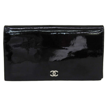 Chanel here mark folio long wallet patent leather black 6 series