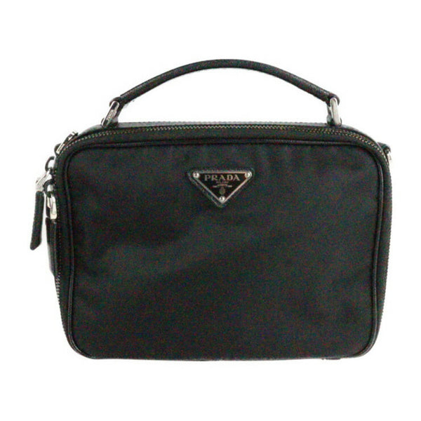 Prada handbag 2VH069 nylon NERO black brick bag triangle logo plate