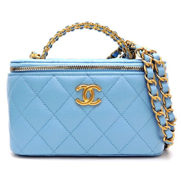 Chanel Vanity Case Women's Shoulder Bag AP2805 Caviar Skin Blue