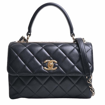 CHANEL Lambskin Matelasse Coco Mark Chain Shoulder Bag Black Ladies