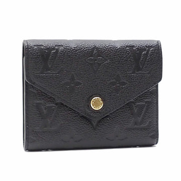 LOUIS VUITTON Trifold Wallet Monogram Implant Portefeuille Victorine Women's M64060 Noir Black