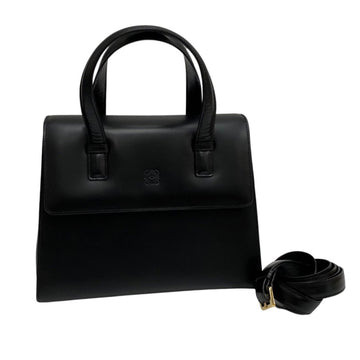 LOEWE Anagram Logo Calf Leather Genuine 2way Shoulder Bag Mini Handbag Black