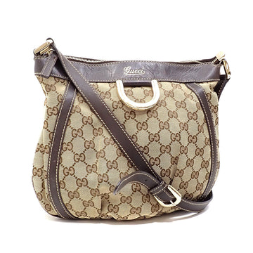 GUCCI Shoulder Bag Abbey Women's Beige Brown GG Canvas Leather 203257