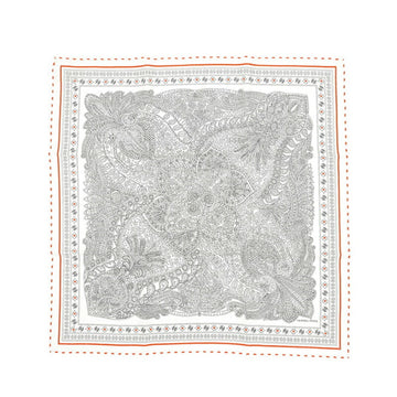 HERMES Carre 55 Maharani Garden LE JARDIN DE LA MAHAR Scarf White/Black/Rouge Silk 100%