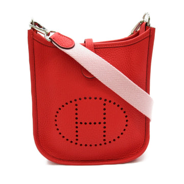 HERMES Evelyn TPM Rouge Pivoanne Shoulder Bag Red Rouge Pivoanne Taurillon Clemence leather