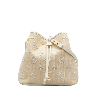 LOUIS VUITTON Monogram Visor Pool Neonoe MM Shoulder Bag M22852 Beige White Cotton Leather Ladies