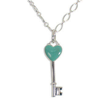 TIFFANY/ 925/blue enamel heart key pendant/necklace