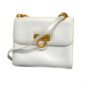SALVATORE FERRAGAMOAuth  Gancini Women's Leather Shoulder Bag White
