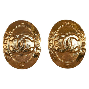 CHANEL Cocomark Paris Earrings Gold Plated Ladies