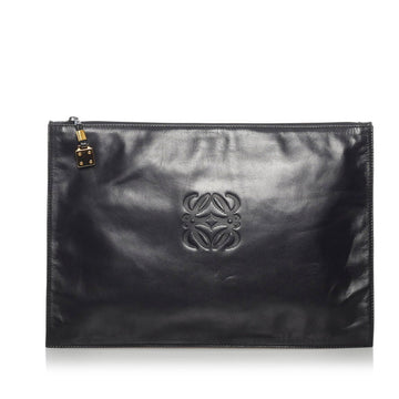 LOEWE Anagram clutch bag black leather men's