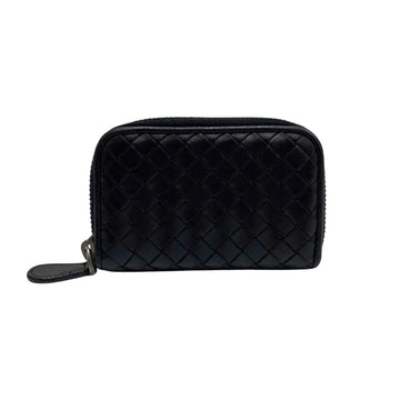 BOTTEGA VENETA Intrecciato Leather Genuine Coin Case Purse Mini Wallet Black