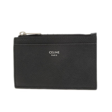 CELINE Zip Card Holder Wallet/Coin Case Calfskin Black 10F993BEL