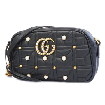 GUCCIAuth  GG Marmont Shoulder Bag 447632 Women's Leather Black