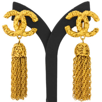 Chanel here mark earrings gold metal 93A