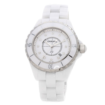 CHANEL H1628 J12 33mm white ceramic 12P diamond watch ladies