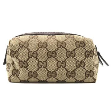 GUCCI Cosmetic porch Beige Brown canvas leather 29596