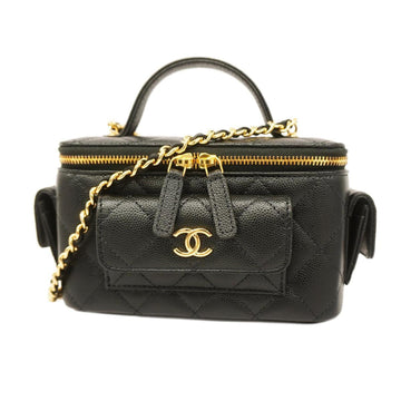 CHANEL Handbag Matelasse Chain Shoulder Caviar Skin Black Ladies