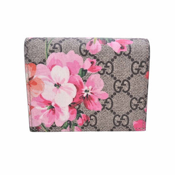 GUCCI GG Blooms Bifold Billfold Card Case 410088 Beige/Pink Ladies