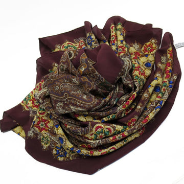 CHANEL scarf brown x multicolor 100% silk