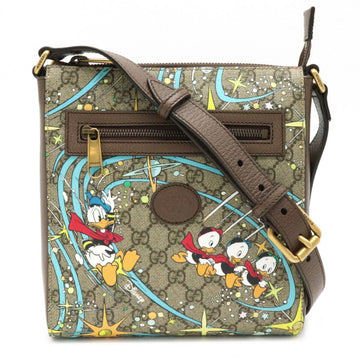 Gucci GG Supreme Disney Collaboration Donald Duck Shoulder Bag Pochette PVC Beige Cocoa Brown 645054
